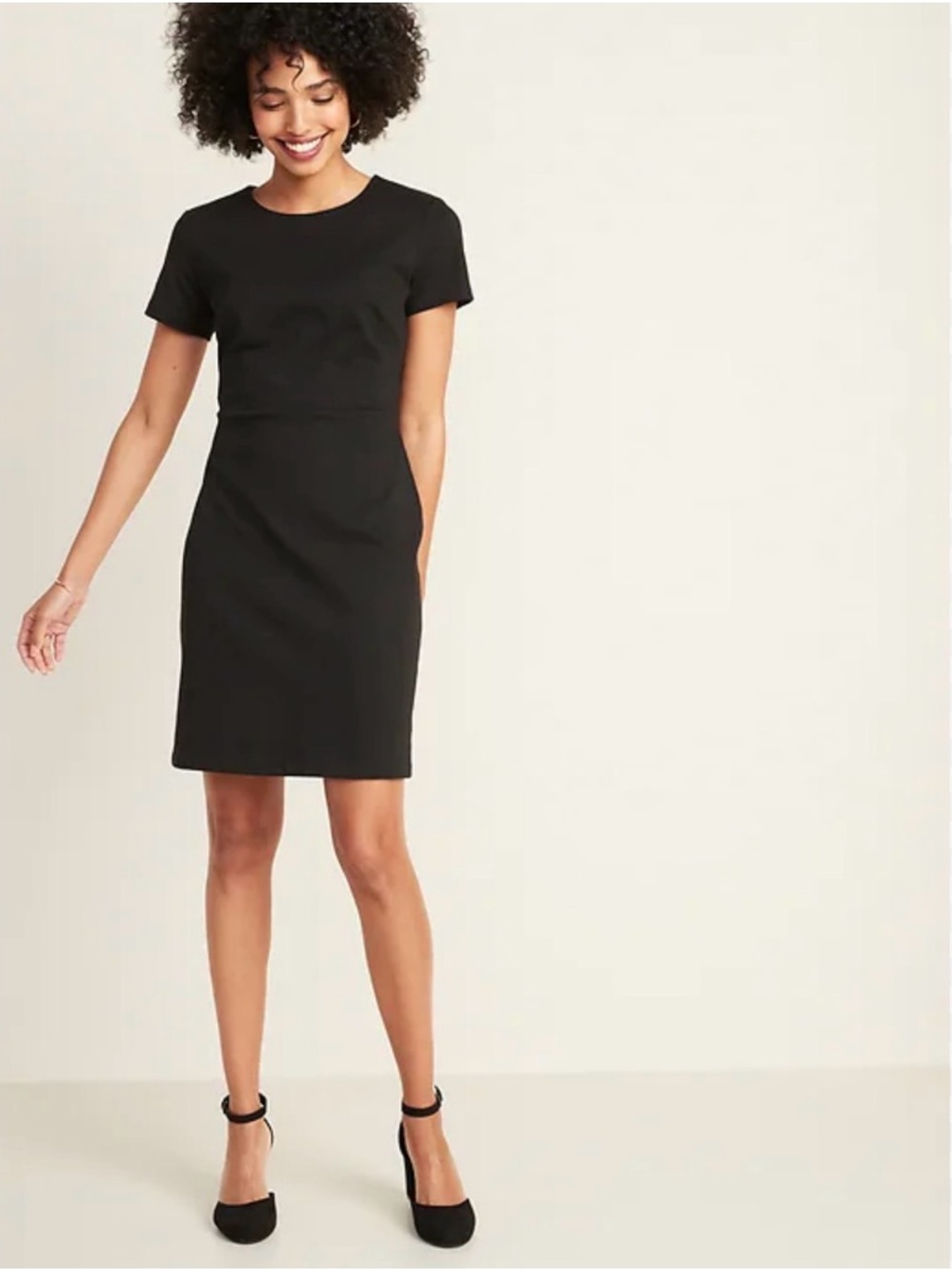 NWT Old Navy Short Sleeve Ponte-Knit Sheath Dress Black Size XS